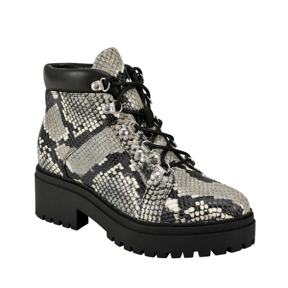 Marc Fisher Lug Kini Leather Snakeskin Combat Boot - Picture 1 of 15